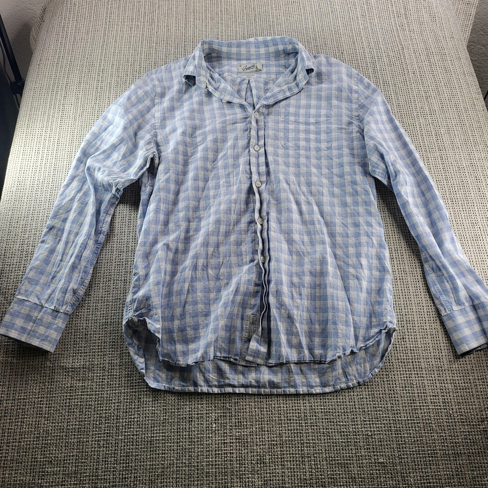 Grayers Shirt Mens Large Blue White Gingham Long Sleeve Button Front Casual‎